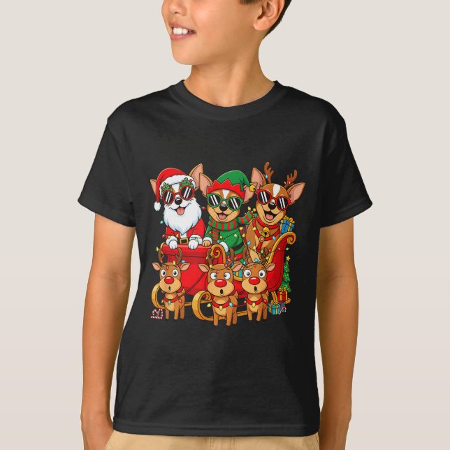 Camiseta Chihuahua Dog Santa Reindeer Elf Christmas Womens  (Anverso)