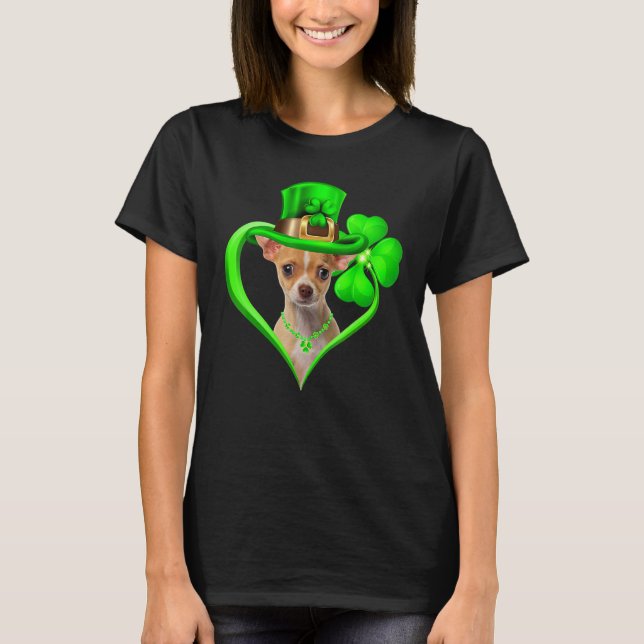 Camiseta Chihuahua Dog St Patricks Day Lover Irish Shamrock (Anverso)