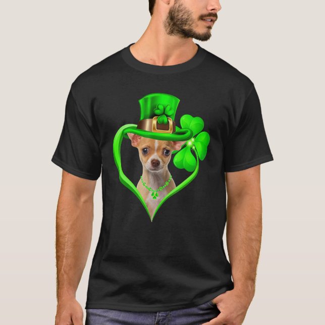 Camiseta Chihuahua Dog St Patricks Day Lover Irish Shamrock (Anverso)