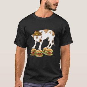 Camiseta Chihuahua En El Gorra Equilibra Con Hamburguesas