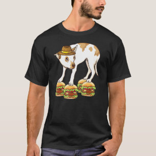 Camiseta Chihuahua En El Gorra Equilibra Con Hamburguesas