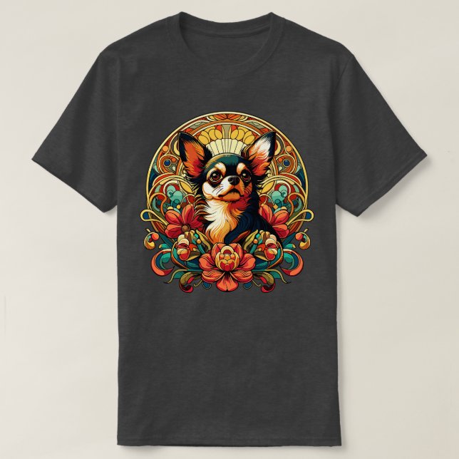 Camiseta Chihuahua en estilo floral Art Nouveau (Diseño del anverso)