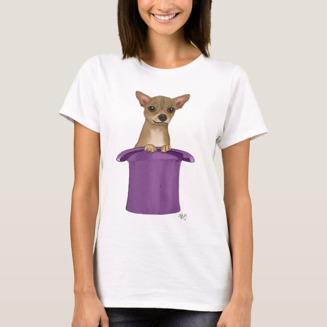 Camiseta Chihuahua en un sombrero alto (Anverso)