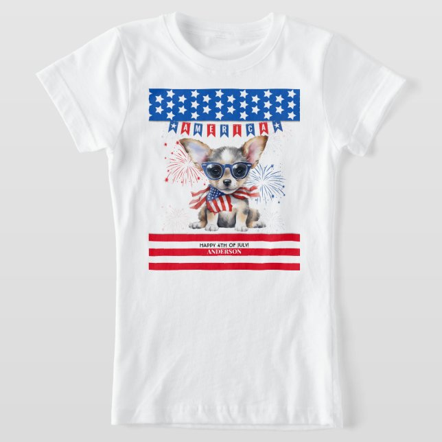 Camiseta Chihuahua Feliz 4 De Julio Estados Unidos Patrióti (Distribución)