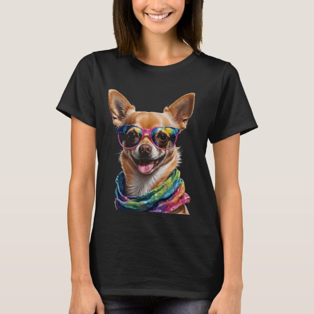 Camiseta Chihuahua Gafas de sol Perro Gracioso Arte Animal  (Anverso)