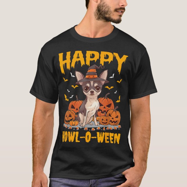 Camiseta Chihuahua Halloween Dog Howl (Anverso)
