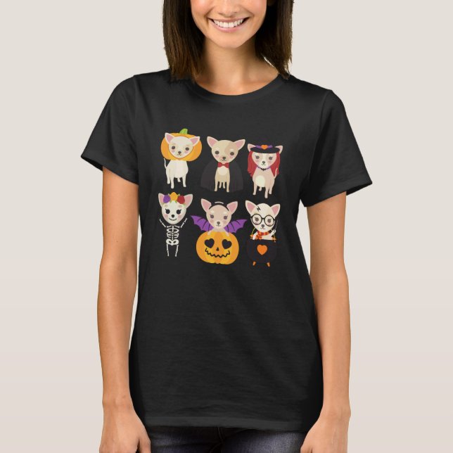 Camiseta Chihuahua Halloween Puppies Cute Vampire Pumpkin P (Anverso)