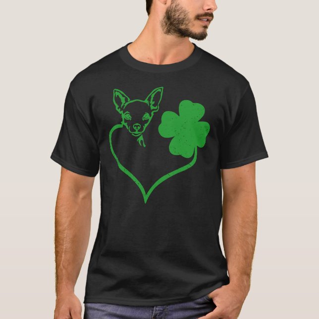 Camiseta Chihuahua irlandesa se enfrenta a Shamrock St Patr (Anverso)