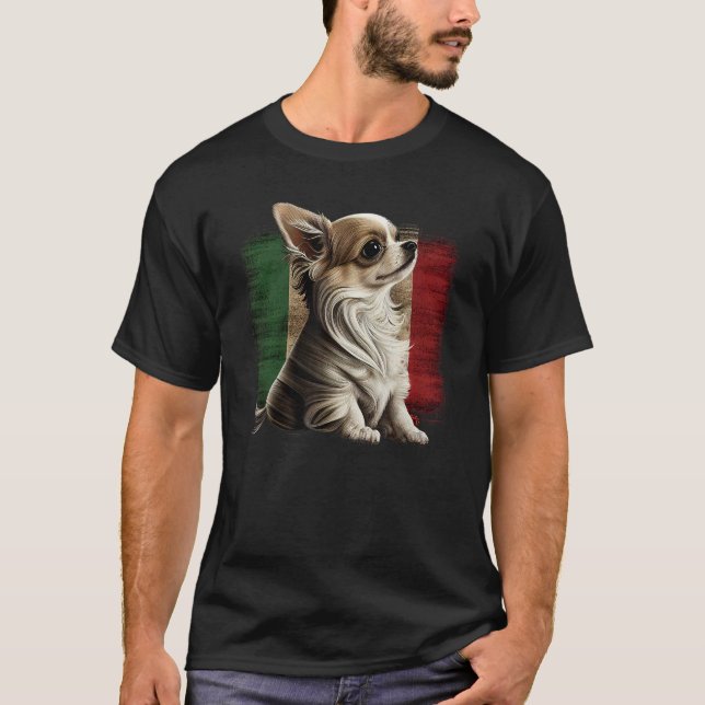 Camiseta Chihuahua  Italy Flag Italian  Dog Souvenir Pizza (Anverso)