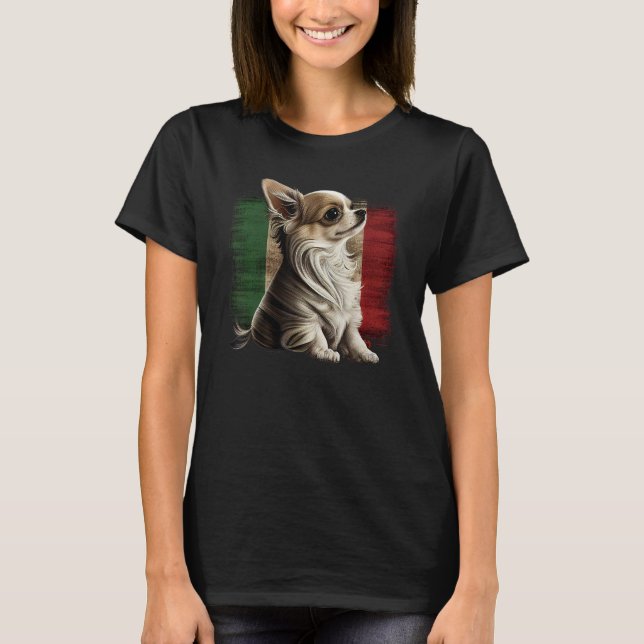 Camiseta Chihuahua  Italy Flag Italian  Dog Souvenir Pizza (Anverso)