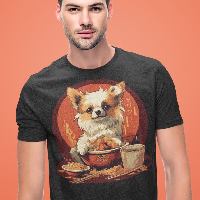 Camiseta Chihuahua japonesa comiendo a Ramen Kawaii Anime (Subido por el creador)