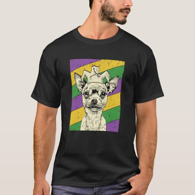 Camiseta Chihuahua Jester Mardi Gras Dog Mom or Dad (Anverso)