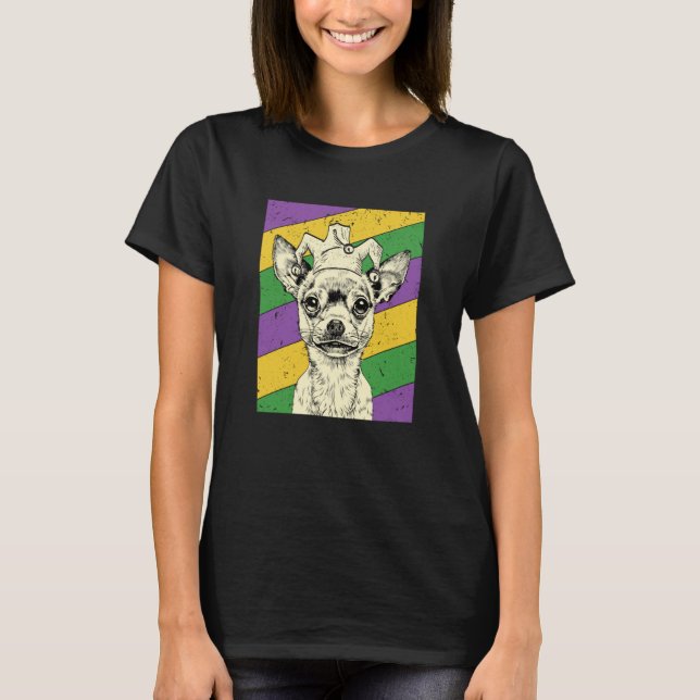 Camiseta Chihuahua Jester Mardi Gras Dog Mom or Dad (Anverso)