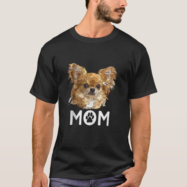 Camiseta Chihuahua Long Haired Chihuahua Mamá de pelo largo (Anverso)