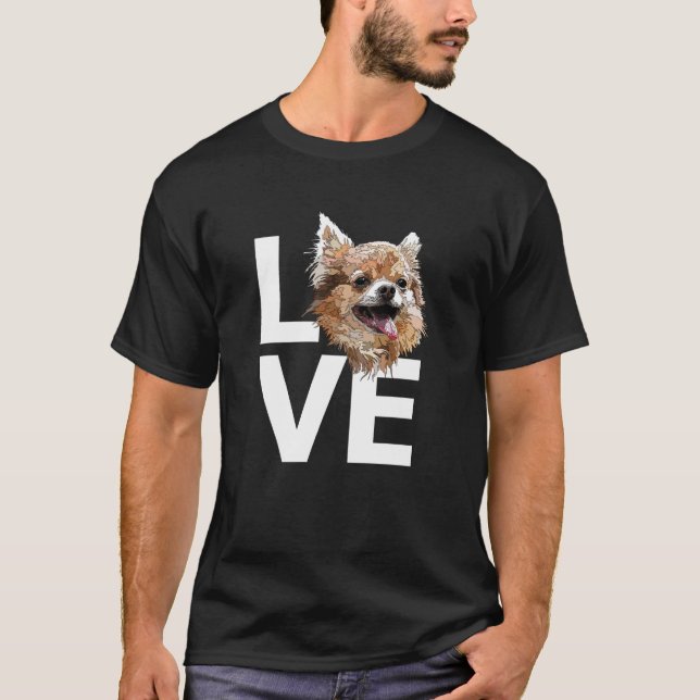 Camiseta Chihuahua Love Long Hair Chiwawa Long Haied Dog L (Anverso)
