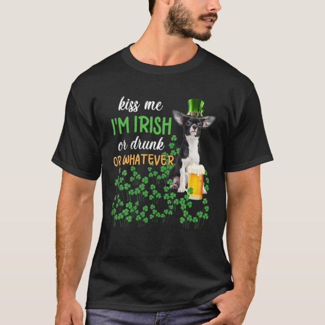 Camiseta Chihuahua me besa, soy irlandés, ebrio o lo que se (Anverso)
