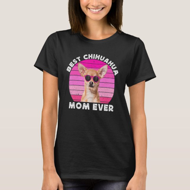 Camiseta Chihuahua Mom For Women Retro Brown Chiwawa  Dog M (Anverso)