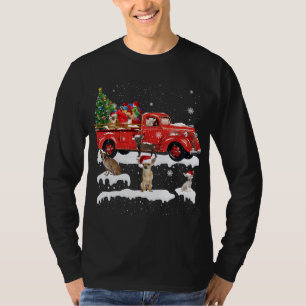 Camiseta Chihuahua Montando Camión Rojo Feliz Navidad X-mas