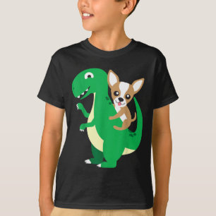 Camiseta Chihuahua montando T-Rex Dinosaurio Dino Perro Hal