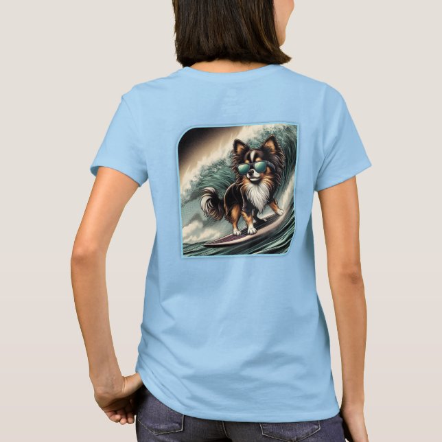 Camiseta Chihuahua, muchacho de cabello largo del SURF (Reverso)