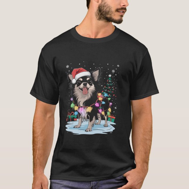 Camiseta Chihuahua Navidades de perros largamente afligidos (Anverso)
