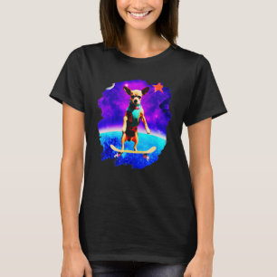 Camiseta Chihuahua Patinando Espacio Exterior Retro Vintage