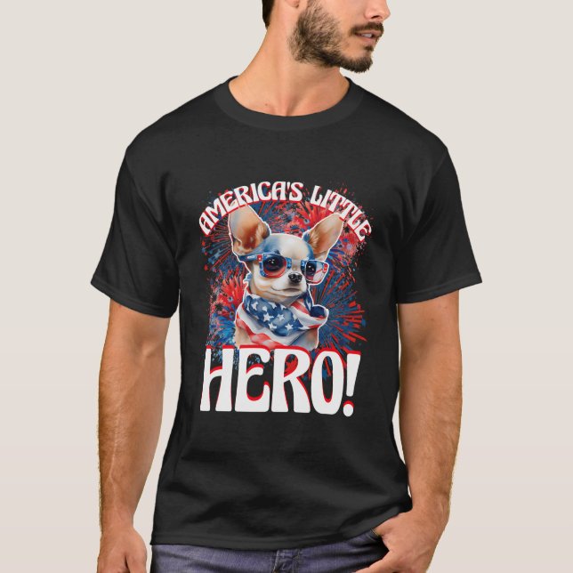 Camiseta Chihuahua, Pequeño Héroe De Estados Unidos, Orgull (Anverso)