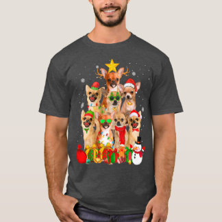 Camiseta Chihuahua Perro árbol de Navidad enciende divertid