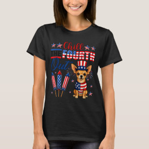 Camiseta Chihuahua perro bandera americana relájate en el c