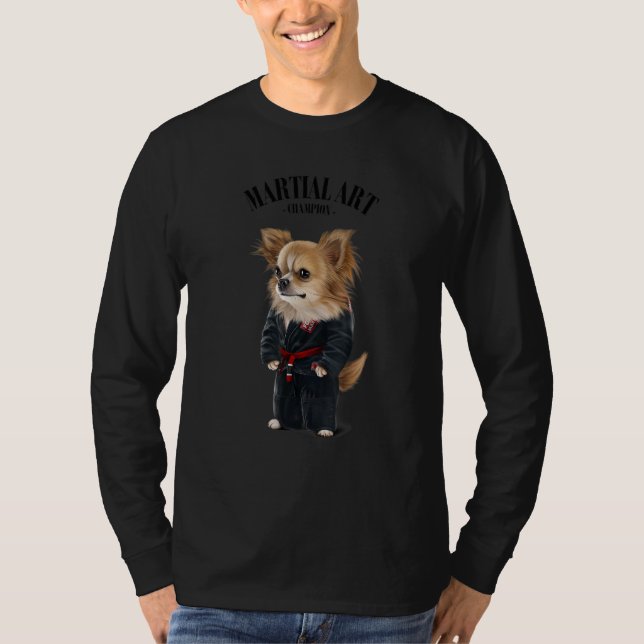 Camiseta Chihuahua Perro Judo Karate Master en Judogi Negro (Anverso)