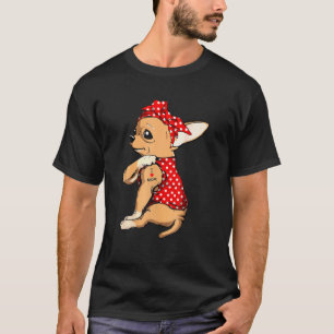 Camiseta Chihuahua Perro Mamá Bandana Cute Amo Mamá Tattoo