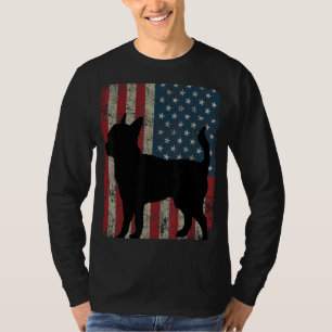 Camiseta Chihuahua Perro Silhouette Vintage Bandera America