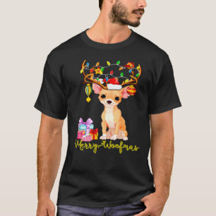 Camiseta Chihuahua Perro Xmas ligera de ángeles de renos di