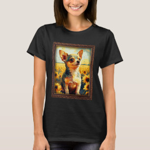 Camiseta Chihuahua Pintando Flor de girasol Mamá Flor Flor