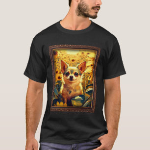 Camiseta Chihuahua Pintando Flor de girasol Mamá Flor Flor