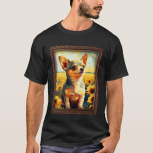 Camiseta Chihuahua Pintando Flor de girasol Mamá Flor Flor