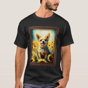 Camiseta Chihuahua Pintando Flor de girasol Mamá Flor Flor
