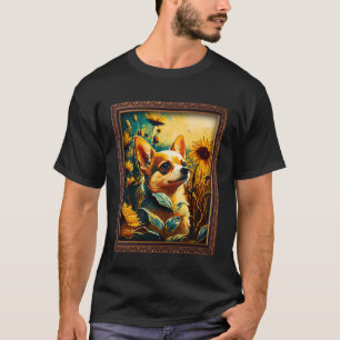 Camiseta Chihuahua Pintando Flor de girasol Mamá Flor Flor