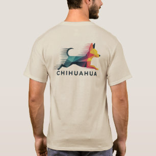 Camiseta Chihuahua poligonal en amarillo y azul