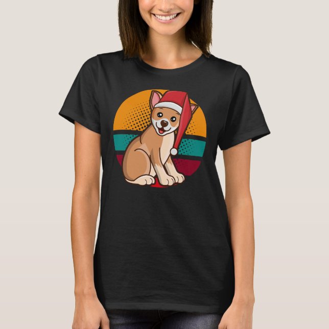 Camiseta Chihuahua Puppy Dog Santa Hat Christmas Sunset Vin (Anverso)