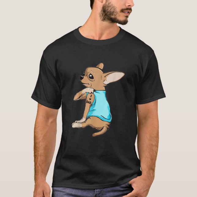 Camiseta Chihuahua regala a papá Tattoo, padre gracioso (Anverso)