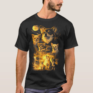 Camiseta Chihuahua retro aullando a la luna meme 90s anima
