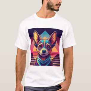 Camiseta Chihuahua Retro Neon � Arte de perro vibrante Synt