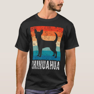 Camiseta Chihuahua Retro Stripes Viejo Perro de Silueta