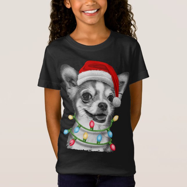 Camiseta Chihuahua Santa Christmas Enciende Perro de Navida (Anverso)