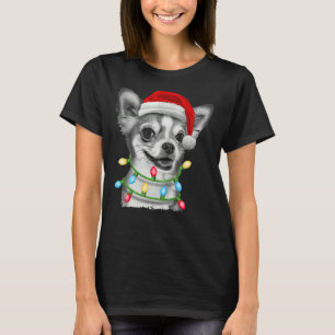 Camiseta Chihuahua Santa Christmas Tree Lights Xmas