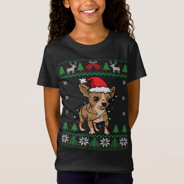 Camiseta Chihuahua Santa Claus Gorra y alumbra a Chihuahua  (Anverso)