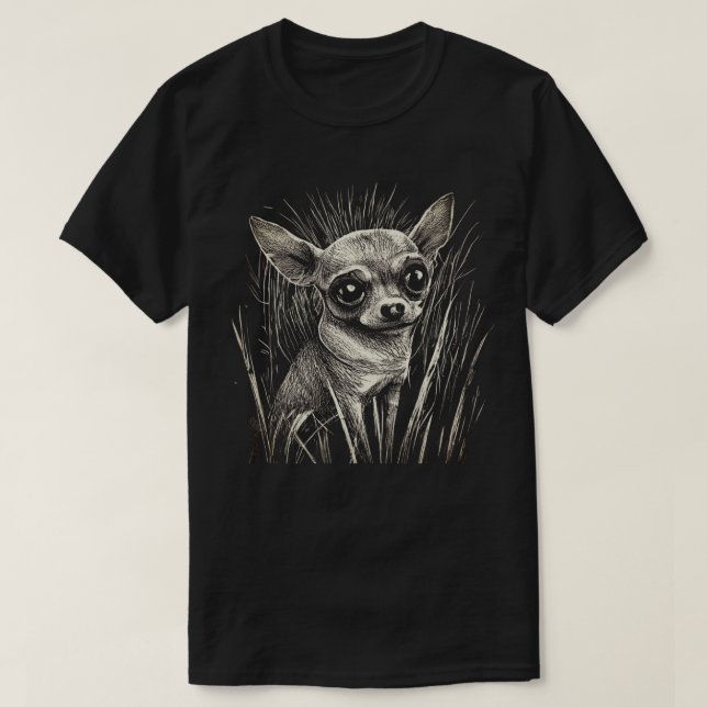 Camiseta Chihuahua Scratchboard T-Shirt (Diseño del anverso)