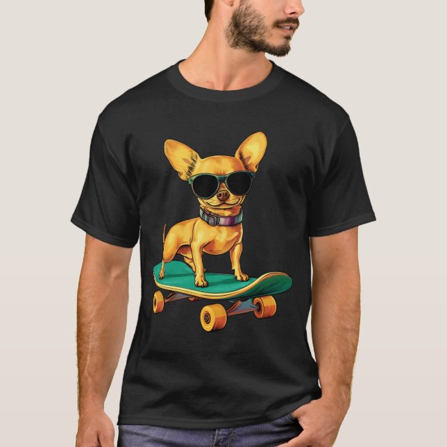 Camiseta Chihuahua Skateboard Long Sleeve (Anverso)