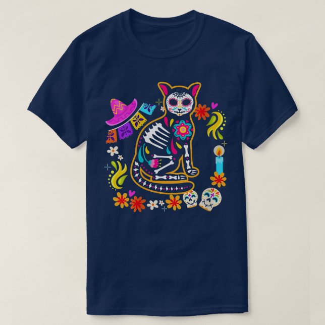 Camiseta Chihuahua Skeleton Mexicana Día del Dia Muerto (Diseño del anverso)